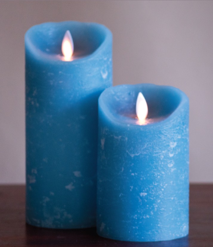 [LED 양초]FLAMELESS CANDLE BLUE DISTRESSED - 블루 [7인치]